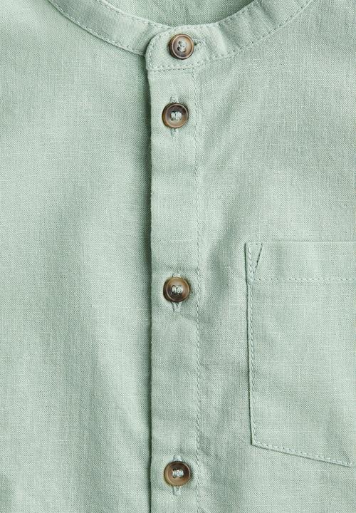 H&M - Linen-blend grandad shirt - green