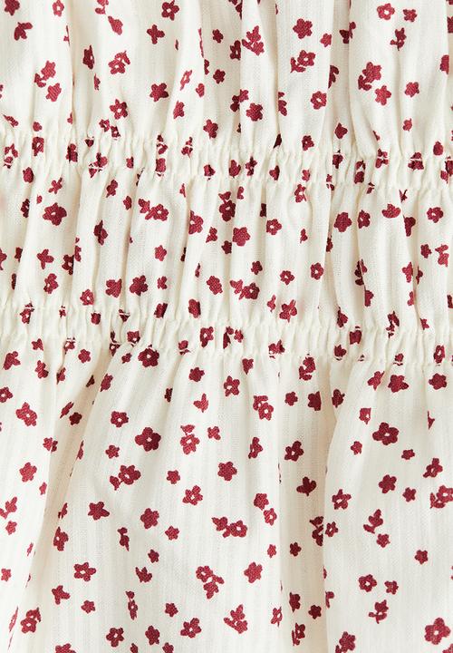 H&M - Smocked cotton blouse - cream/floral