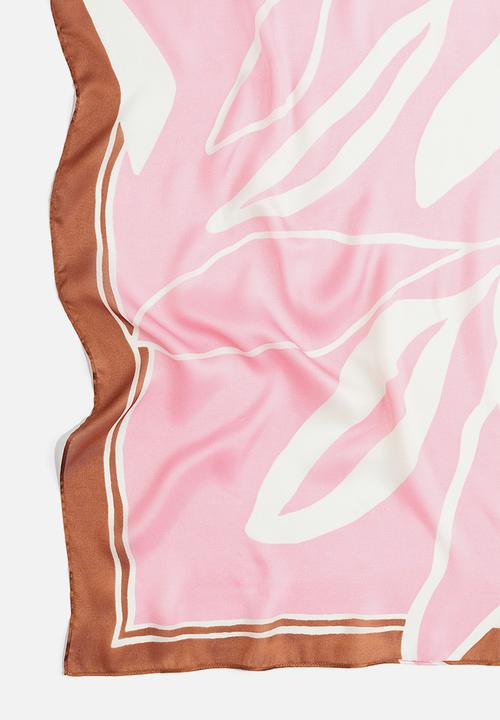 H&M - Patterned scarf - pink/leaves