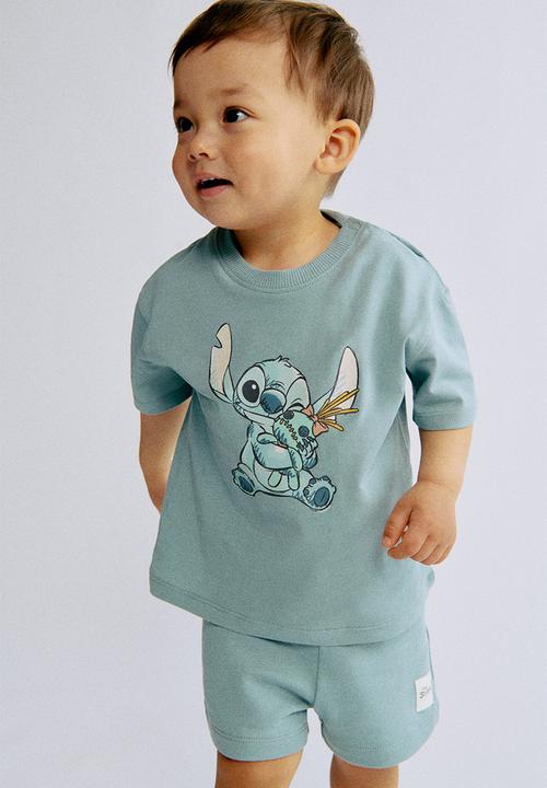 H&M - 2-piece cotton jersey set - turquoise/lilo & stitch