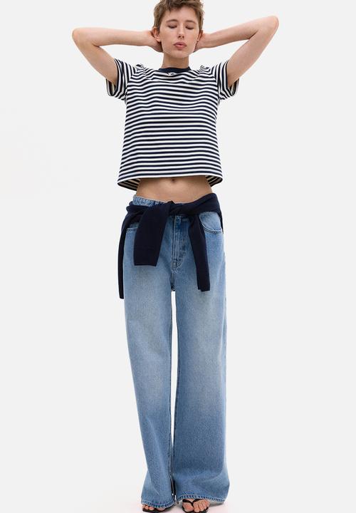 H&M - Cotton T-shirt - navy blue/striped