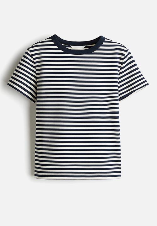 H&M - Cotton T-shirt - navy blue/striped