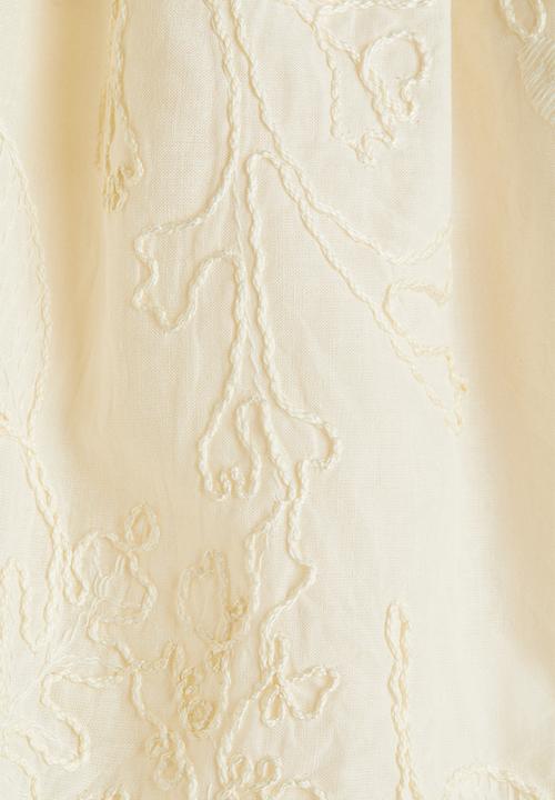 H&M - Embroidered strappy top - cream