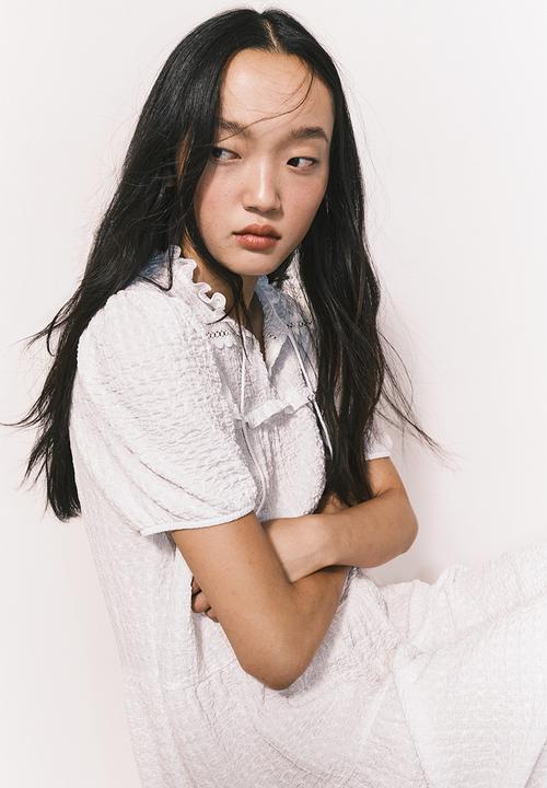 H&M - Crinkled jersey dress - white