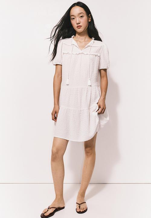 H&M - Crinkled jersey dress - white