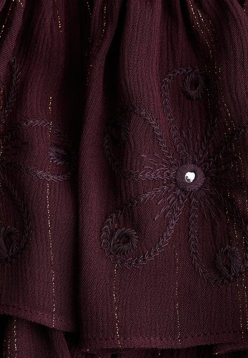 H&M - Flounced mini skirt - burgundy 