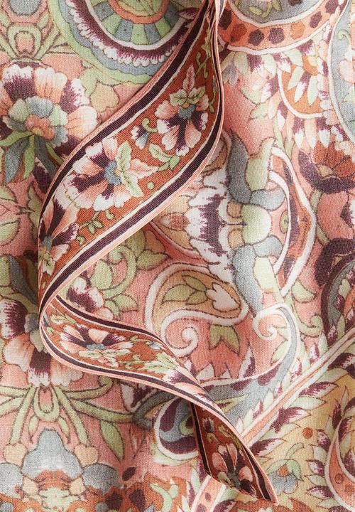 H&M - A-line tie-neck dress - orange/paisley pattern