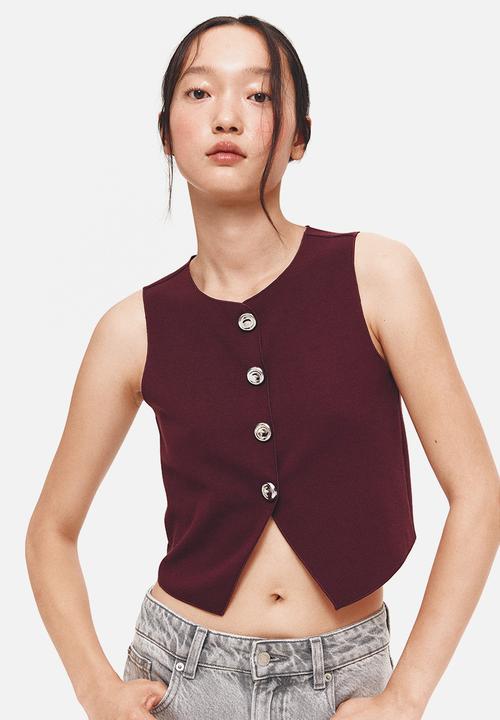 H&M - Jersey waistcoat - burgundy