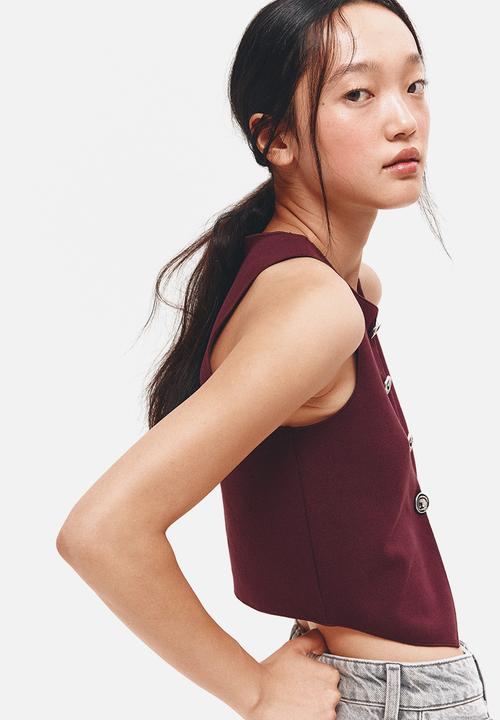 H&M - Jersey waistcoat - burgundy