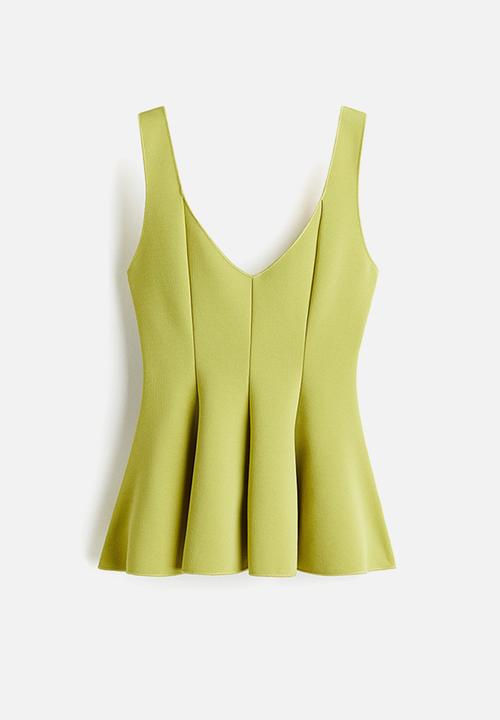 H&M - Interlock peplum top - yellow-green