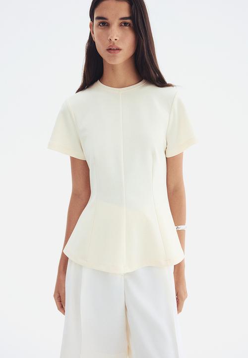 H&M - Waisted top - pale yellow