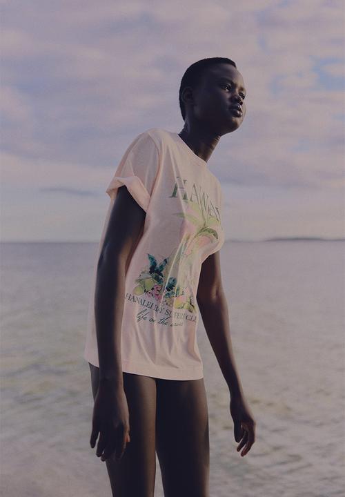 H&M - Printed t-shirt - powder pink hawaii