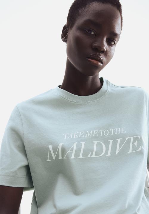 H&M - Printed t-shirt - light turquoise/maldives