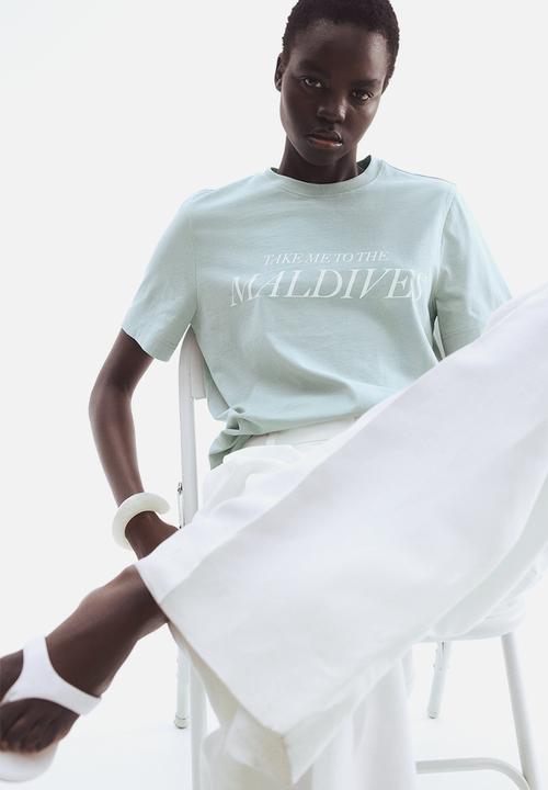 H&M - Printed t-shirt - light turquoise/maldives