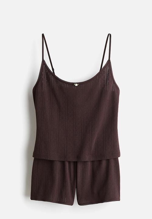 H&M - Cotton pointelle pyjamas - dark brown