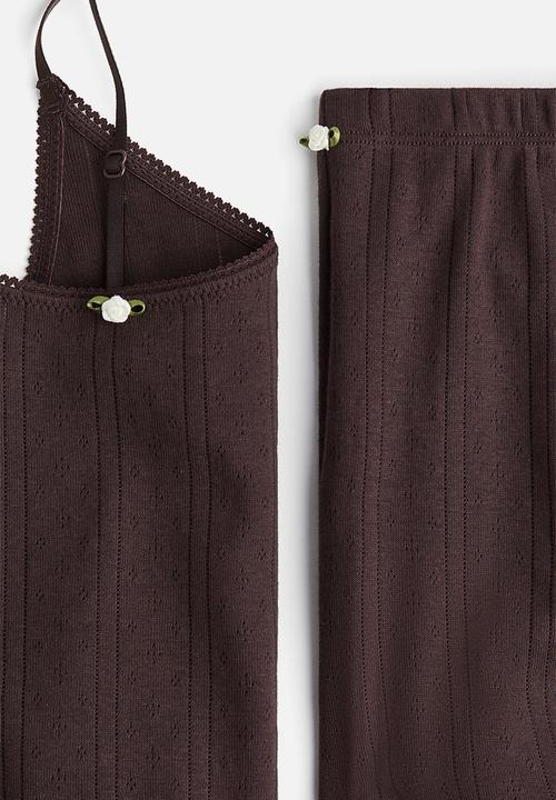 H&M - Cotton pointelle pyjamas - dark brown