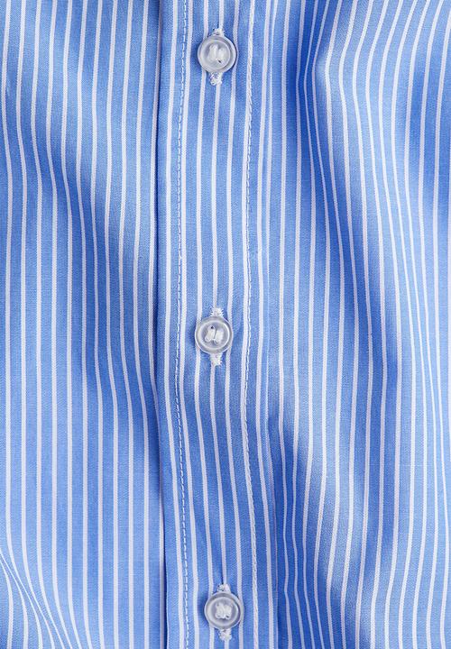 H&M - Frilled-collar blouse - blue striped