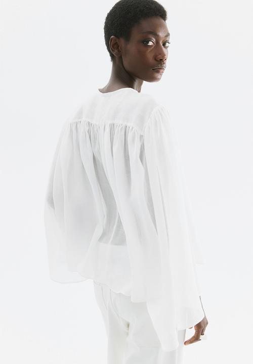 H&M - Voluminous ramie blouse - white