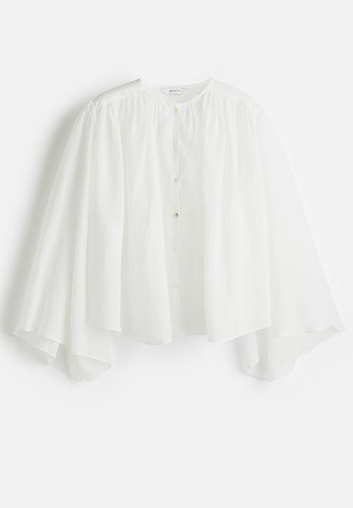 H&M - Voluminous ramie blouse - white