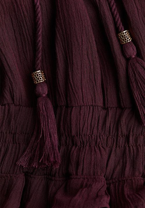 H&M - Frill-trimmed dress - burgundy