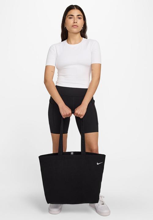 nike oversized swoosh tote bag in black