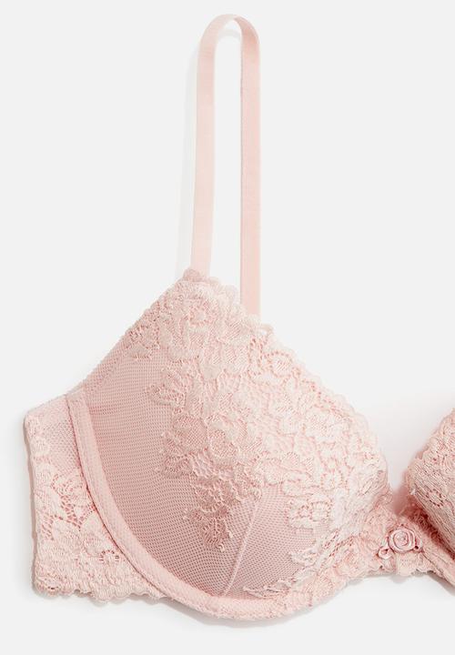 H&M - Lace push-up bra - light  pink