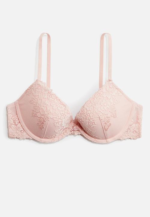 H&M - Lace push-up bra - light  pink