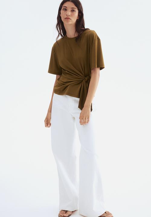 H&M - Tie-detail top - olive green