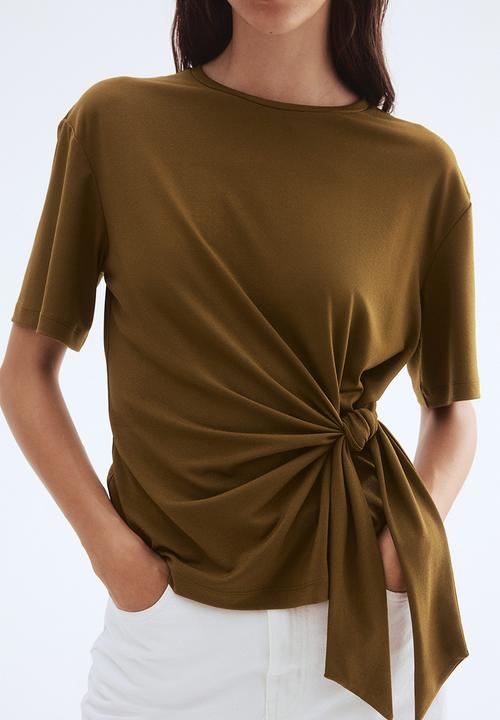 H&M - Tie-detail top - olive green