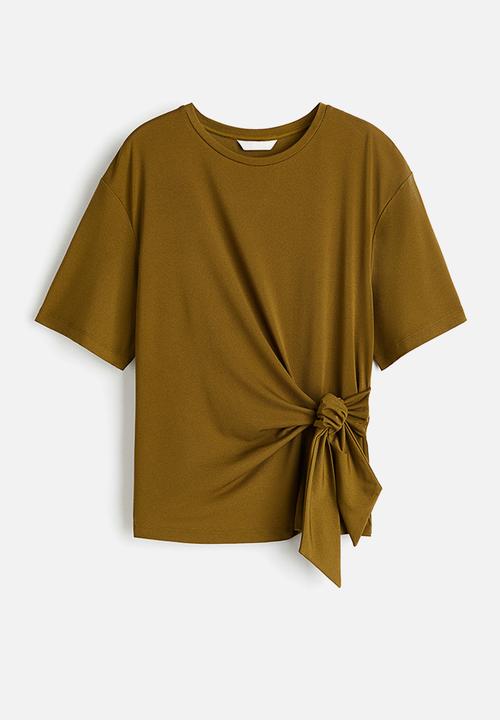 H&M - Tie-detail top - olive green