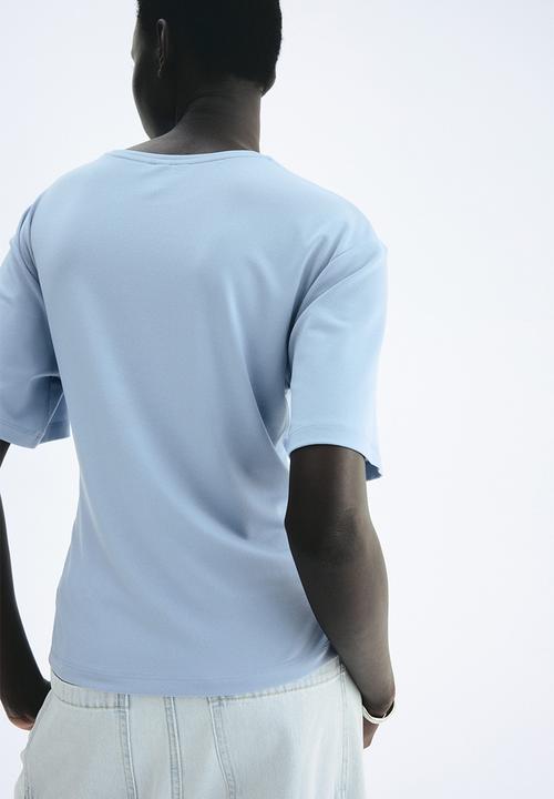 H&M - Tie-detail top - light dusty blue