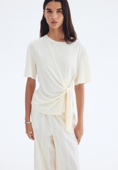 H&M - Tie-detail top - white