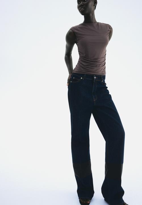 H&M - Draped cap-sleeved top - dark grey