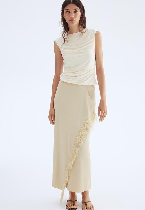 H&M - Draped cap-sleeved top - cream
