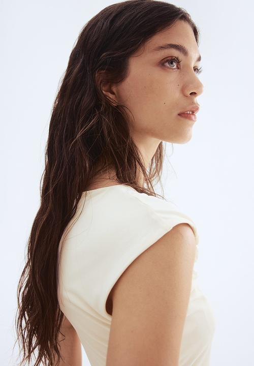 H&M - Draped cap-sleeved top - cream