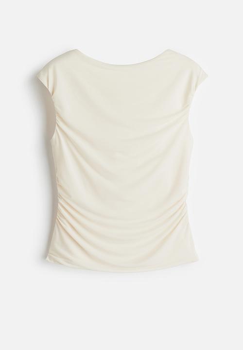 H&M - Draped cap-sleeved top - cream