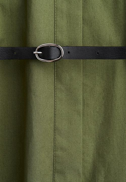 H&M - Belted poplin dress - green