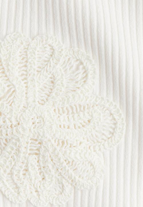 H&M - Appliquéd cropped vest top - white