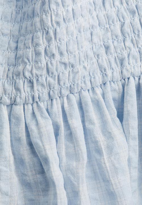 H&M - Smocked seersucker dress - light blue checked 