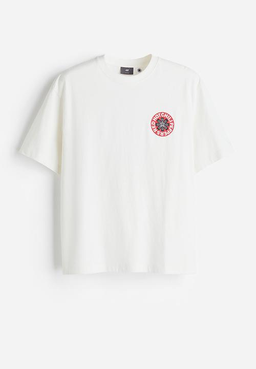 H&M - Loose fit t-shirt - white & red hot chili peppers