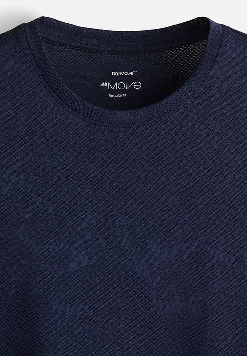 H&M - Regular fit sports top with drymove™ - navy blue marbled 