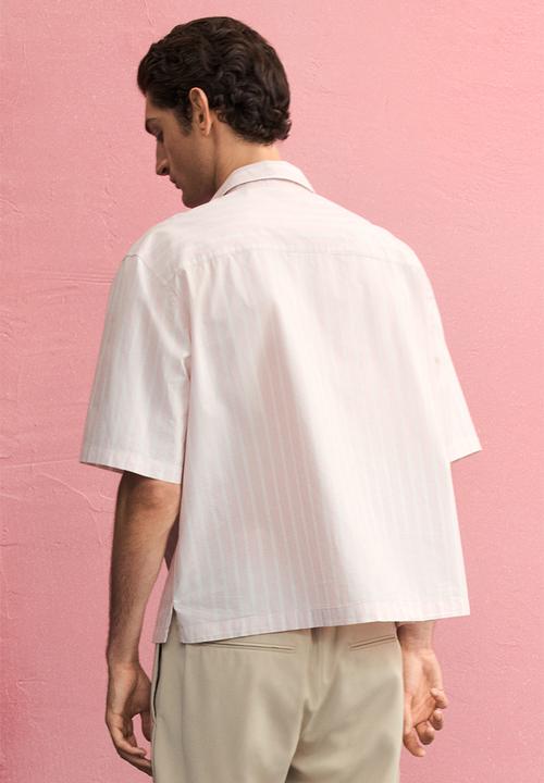 H&M - Regular fit boxy-style poplin shirt - pink striped