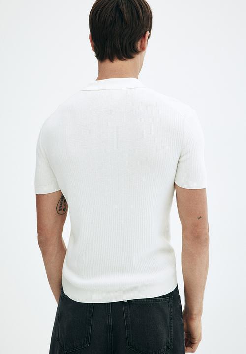 H&M - Slim fit zip-top polo shirt - white