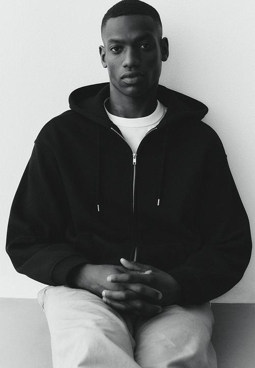 H&M - Loose  fit zip-through hoodie - black