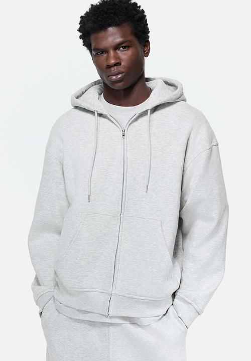 Loose fit zip-through hoodie - grey marl - 1308010008