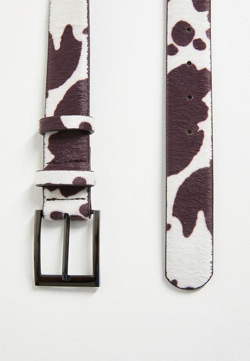 boohoo - Cow Print Belt- Brown