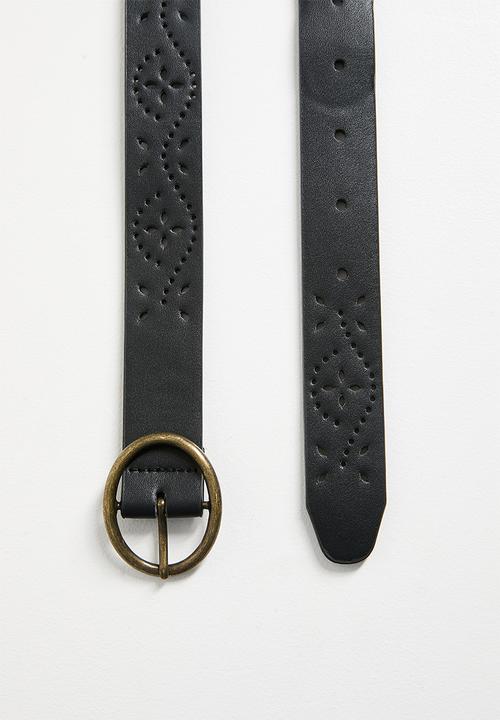 boohoo - Cut Out Detail Belt- black