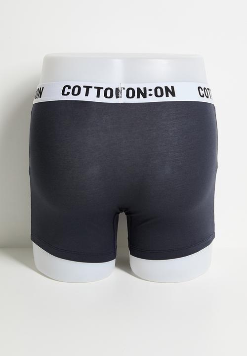 Cotton On - Mens Organic Cotton Trunks- 3 Pack - White/Navy/Emerald
