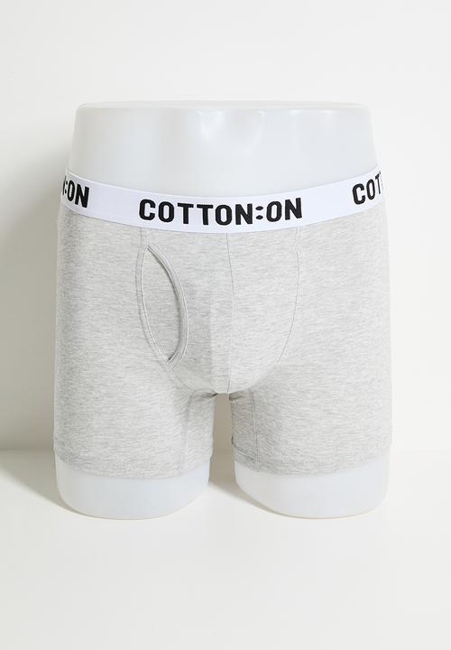 Cotton On - Mens Organic Cotton Trunks- 3 Pack - Black/Light Grey Marle/Emerald