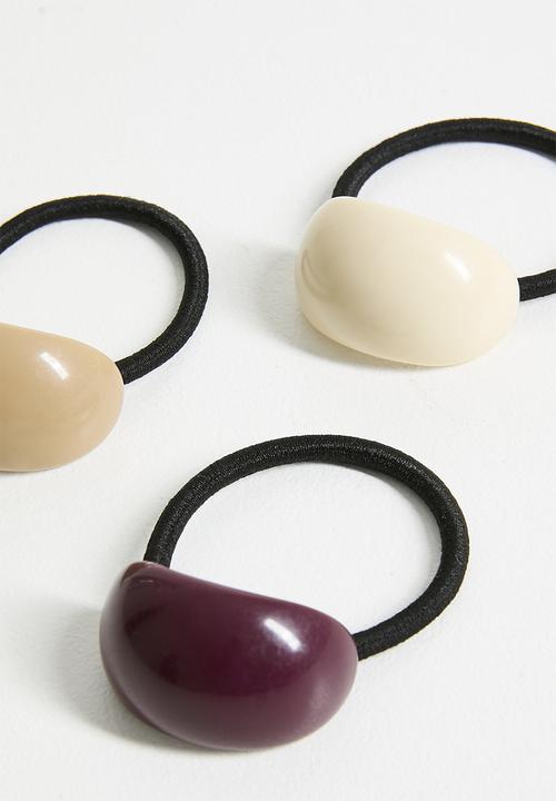 boohoo - 3 Pack Acrylic Marble Hair Cuffs - Multi
